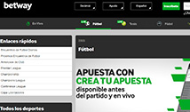 Pantalla de selección de apuesta en Betway.