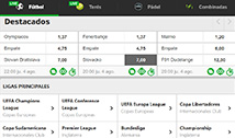 Pantalla de selección de cuotas en Betway.