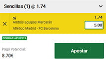 Apuesta colocada en Mr Green.