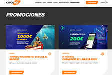 Página de bonos y promociones de KIROLBET