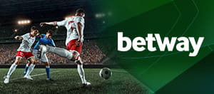 Futbolista jugando con logo Betway