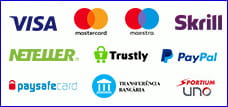 Logos de los diferentes métodos de pago disponibles desde la aplicación móvil del operador Sportium.