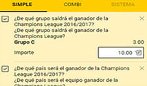 Tipos de apuestas deportivas en bwin.
