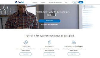 Página de inicio para abrir una cuenta en PayPal.