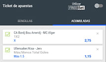 Screenshot de la sección de ticket de apuestas en la página web de Codere.