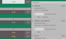 Apartado de apuestas deportivas en bet365.