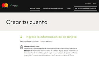 Página para vincular una cuenta de Mastercard a tu cuenta en una casa de apuestas.