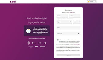 Página para vincular una cuenta de Skrill a tu cuenta en una casa de apuestas.