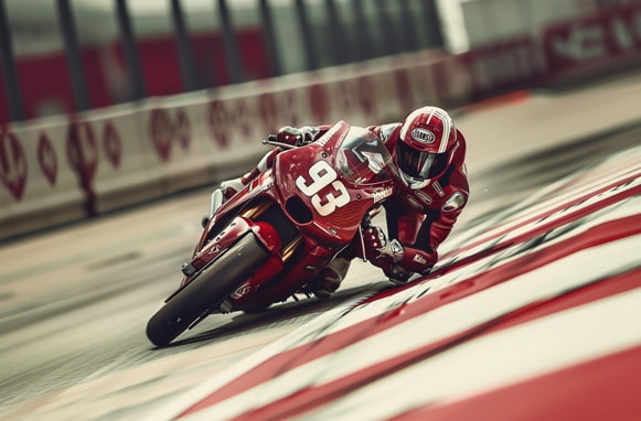 Una moto sobre un circuito de carreras con el número 93 de Marc Márquez en MotoGP.