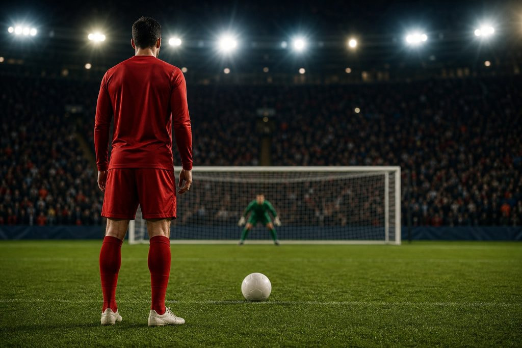 Jugador a punto de lanzar un penalti desde el punto de penalti